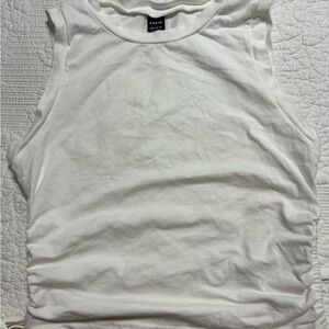 SHEIN Women  Drawstring Ruched Side Crop Tank Top White Size Small #491